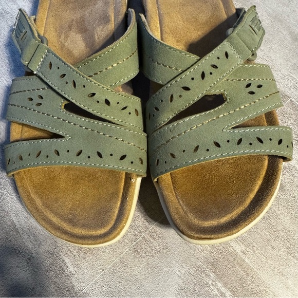 Earth Origins Womens Sandals Size 9.5 Green Slides Casual Leather Comfy - Picture 11 of 15